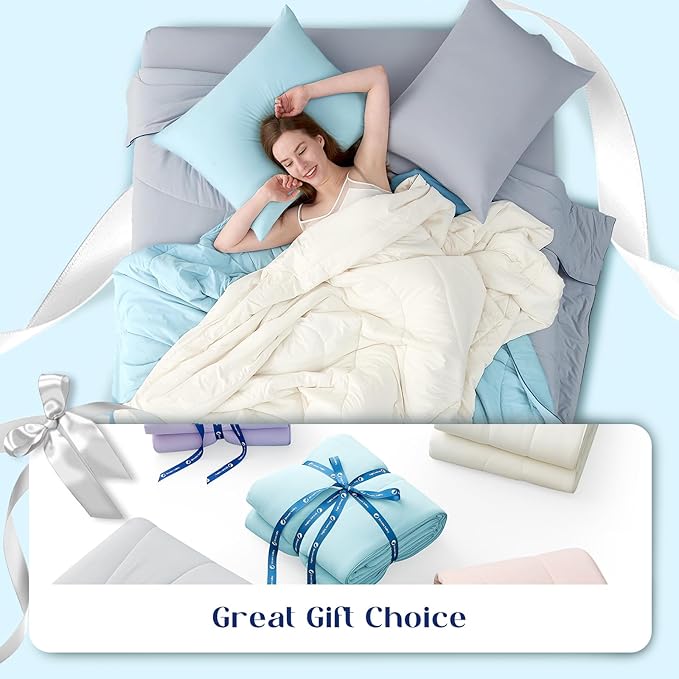 Dream Valley® Outlast® Deepsleep Cooling Comforter, King Size, NASA-Grade Space Technology Cooling Blanket for Hot Sleepers Night Sweats, Q-Max > 0.45 Aerocool™ Breathable, Ice Blue, 106"x90"