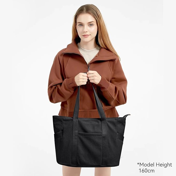 Tote Bag for Women with Zipper, Travel Tote Bags with Compartments Large Shoulder Bag Handbag for Gym Work School