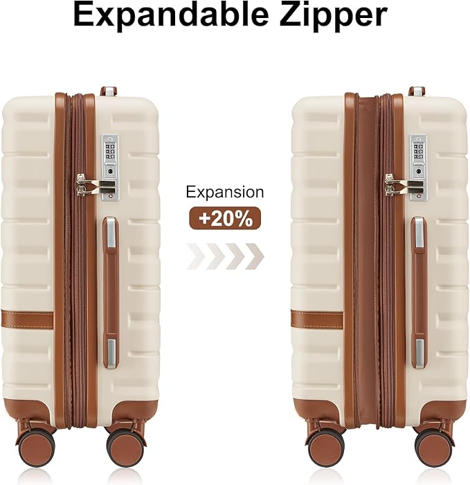 Carry On Luggage Set 22x14x9 Airline Approved， Expandable Hard Shell Suitcase with Spinner Wheels TSA Lock，3 Piece Lightweight Travel Luggage (Navy)