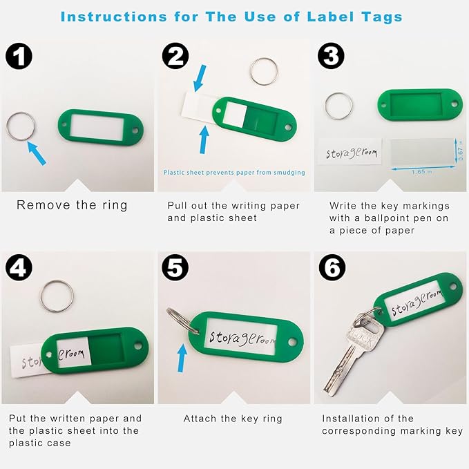 Portable Key Organizer Manager with Enlarged Window for Writing and Displaying More Text, Suitable for Warehouses, Offices, Schools, Homes, Etc (Key Marking and Management)