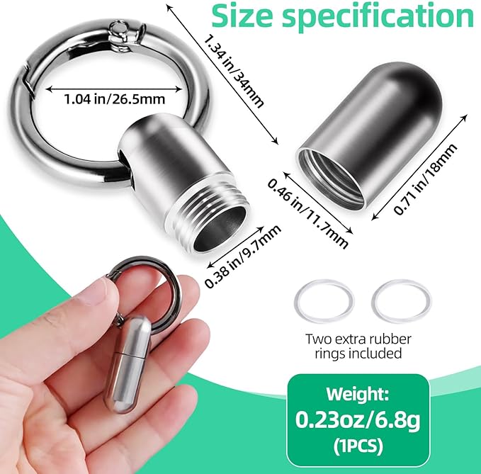 Titanium Keychain Pill Holder Waterproof Lightweight Portable Pocket Mini Pill Case for Emergency Medicine Travel Fits Daily Purse Wallet Small Pill Box Containers (Small)