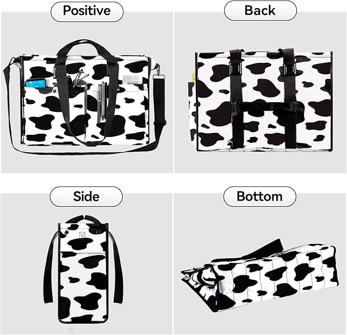 Closeable Tote Bag with 12 Pockets,Thick Bottom Support & Adjustable Strap,Water-Resistant