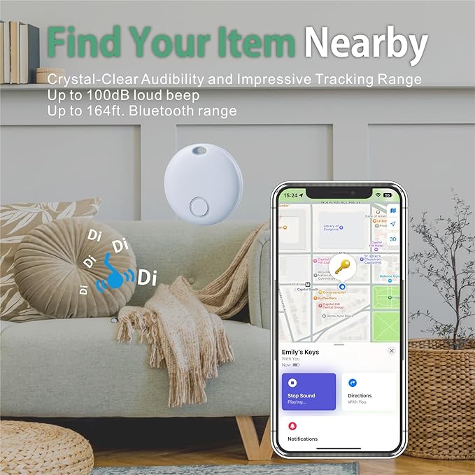 Reyke Smart Tag, Air Tracker Luggage Tracker, Works with Apple Find My (iOS Only), Item Locator for Key, Luggage, Backpack, Wallet, IP67 Waterproof, Blue
