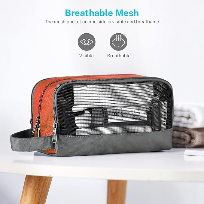 Gonex Travel Toiletry Bag Nylon, Dopp Kit Shaving Bag Toiletry Organizer Orange