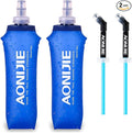 TRIWONDER Collapsible Water Bottles TPU Soft Flask Running Bottles BPA-Free Sports Flasks for Hiking Climbing Camping (500ml/16.91oz with Straws - Pack of 2)
