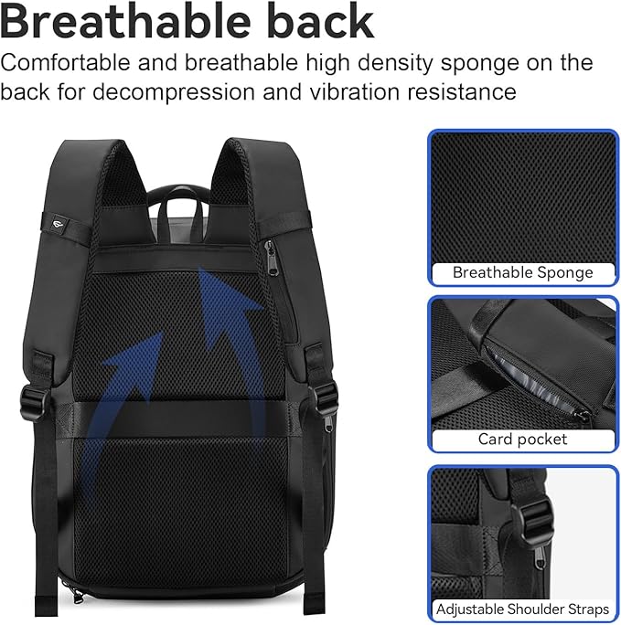 SOKOK Carry On Travel Backpack Waterproof Business Backpack Expandable with Laptop Compartment and Charging, Hardshell Computer Backpack for Men and Women, Graphite