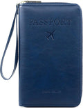Rowgins Rfid Blocking Passport Holder Wallet, Rowgins Rfid Passport Holder with Zipper, PU Leather PassportHolder for Travel (DARK BLUE)