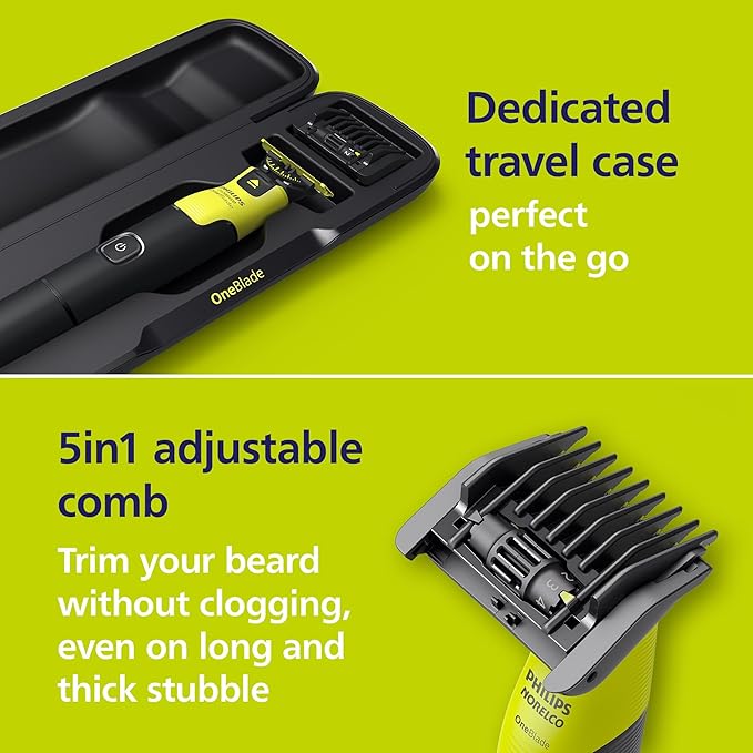 Philips Norelco Travel Groom Duo includes Compact Shaver + OneBlade 360 with Connectivity Face + Body, Electric Beard Trimmer, Shaver and Body Groomer with 5in1 Comb, Body Attachment, Travel Case