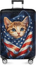 ANNA QUEEN Cute Patriotic Cat Luggage Cover, American Flag Suitcase Protector, Stretchable, Washable Travel Cover for 24-26 Inch Luggage