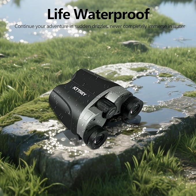 10x25 Compact Binoculars for Adults and Kids, Small High Powered Binoculars with Low Light Vision for Bird Watching, Hunting, Hiking, Cruise and Travel, Includes Carrying Bag