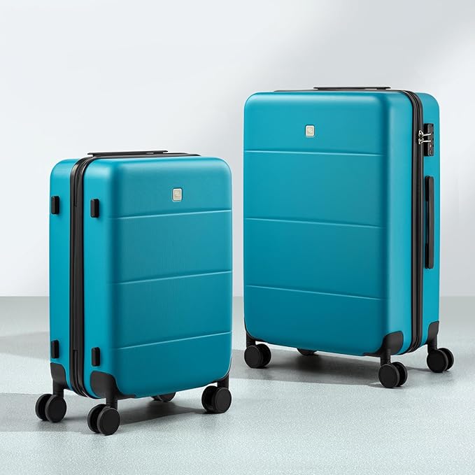 Hanke 26 Inch Checked Luggage Medium Hard Shell Suitcases with Wheels Lightweight Hard Case Luggage for Women Men(Caribbean Blue)