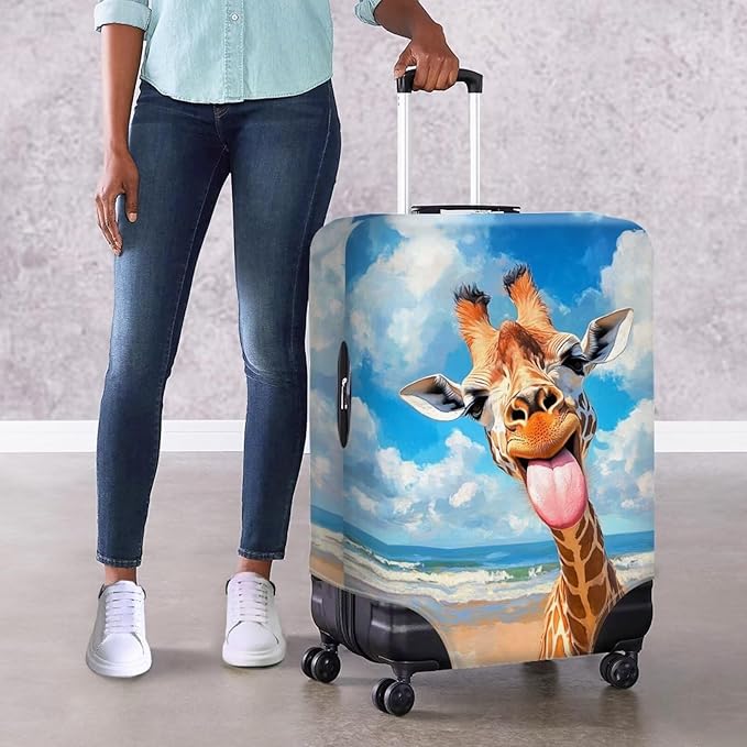 Giraffe Luggage Covers for Suitcase Universal Travel Luggage Cover Suitcase Protector Fits 26-29 Inch (Size L) Anti-Scratch Suitcase Covers Travel Essential Funny Animal Baggage Cover