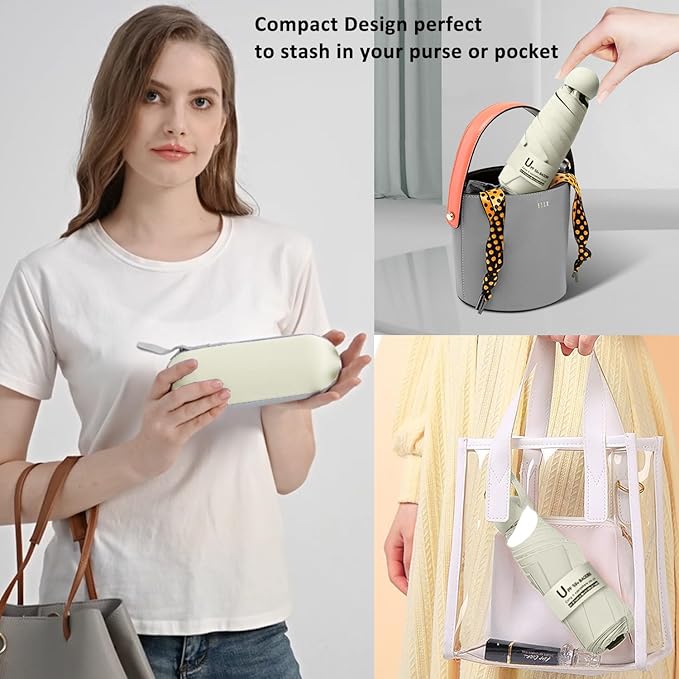 BAODINI Travel Mini Umbrella for Purse With Case Small Compact UV Sun Protection Sun Lightweight Tiny Pocket Umbrella for Women Girls and Men
