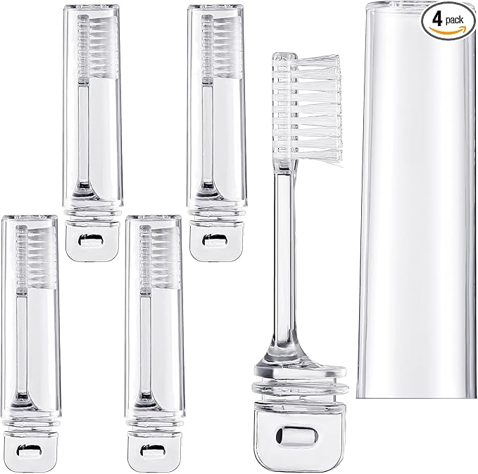 Patelai 4 Pieces Travel Toothbrush Set, Soft Bristle Mini Foldable Tooth Brush with Case, Individually Wrapped Small Portable Travel Size Toiletries Stuff for Camping (Clear)