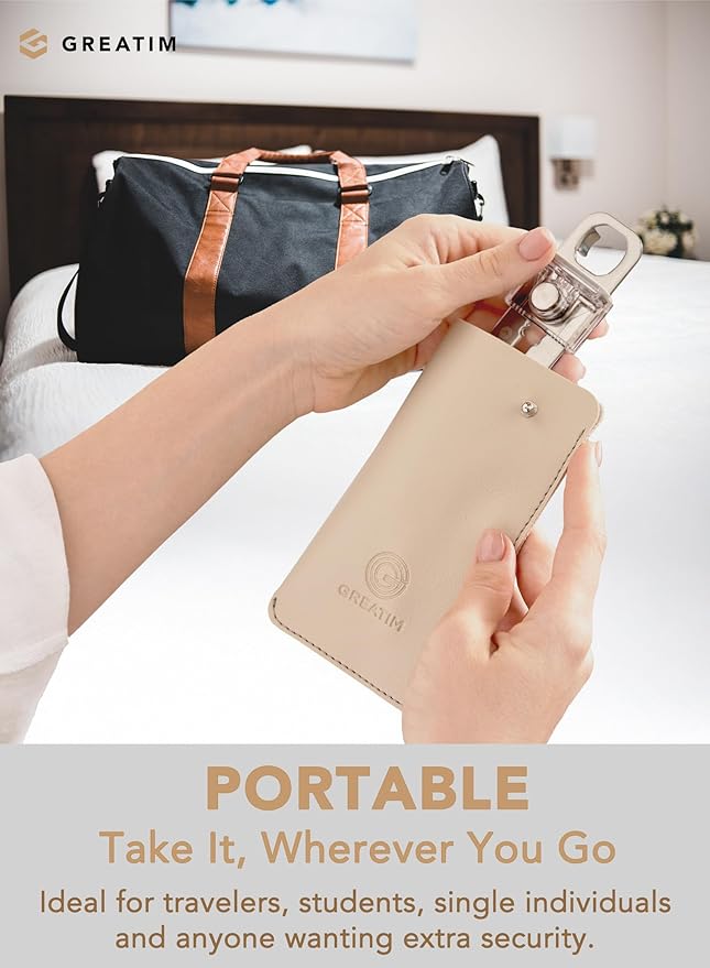 Greatim Portable Door Lock for Travel Hotel Safety, Stainless Steel Security Lock, Compact Safety Lock for Room Door, Universal Portable Travel Door Lock for Room Security