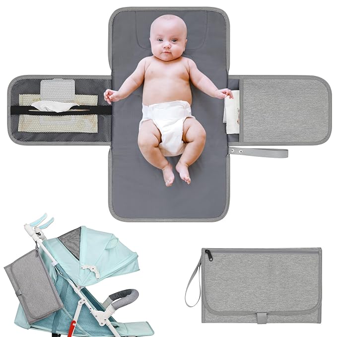Accmor Portable Diaper Changing Pad, Waterproof Baby Changing Mat, Baby Diaper Changing Pad for Travel, Grey