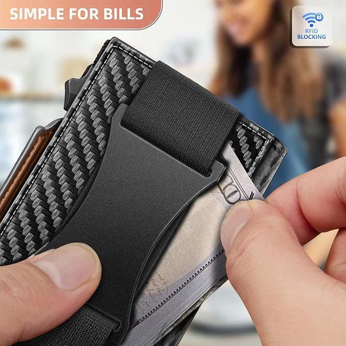 BULLIANT Men Wallet Gift Boxed,Slim Front Pocket Wallet Money Clip Card Holder 3.8"x2.7",Pop-up Access