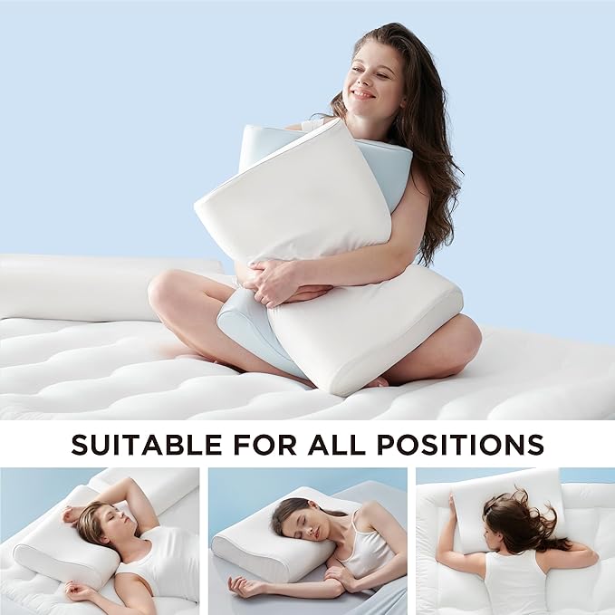 Bedsure Cervical Neck Support Pillow for Sleeping, Ergonomic Odorless Memory Foam Cervical Contour Orthopedic Pillow for Neck Pain Relief, for Side, Back, Stomach Sleeper