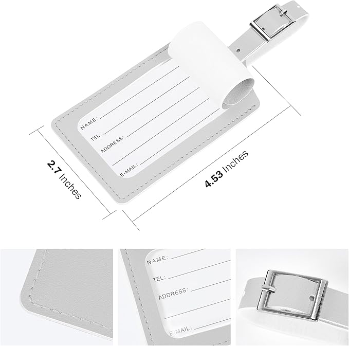 Travelambo Luggage Tags for Suitcases PU Leather Travel Tags Bag Tags Privacy Protection Travel Essentials