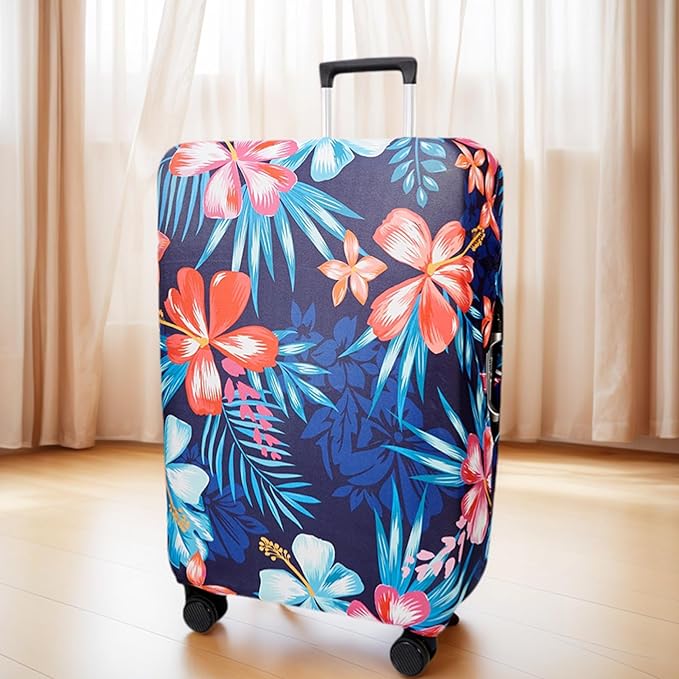 WUJIAONIAO Travel Luggage Cover Baggage Suitcase Cover Protector Skins 18-32 Inch (Flower, S (for 18-20 inch luggage))