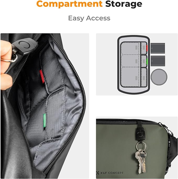 K&F Concept 2 in 1 Sling Bag Everyday Shoulder Bag & Multifunction Photography Crossbody Camera DSLR Backpack Portable Bag