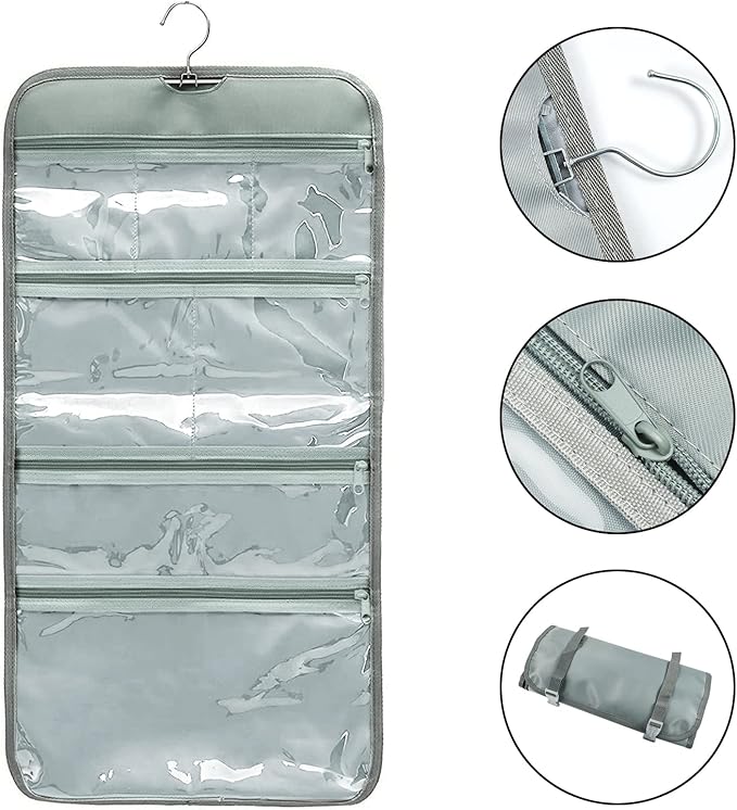 Foldable Clear Hanging Travel Toiletry Bag Cosmetic Organiser Storage