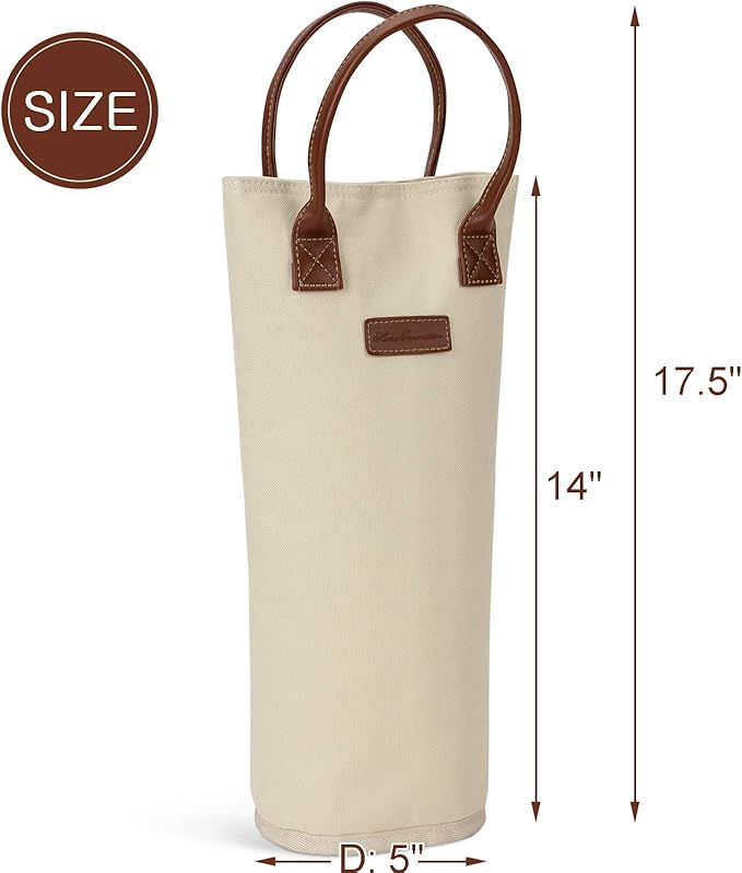 ZORMY Single Bottle Insulated Wine Tote, 1 Bottle Wine Carrier Bag Padded Wine Cooler Perfect Wine Lover's or Wedding Gift-White