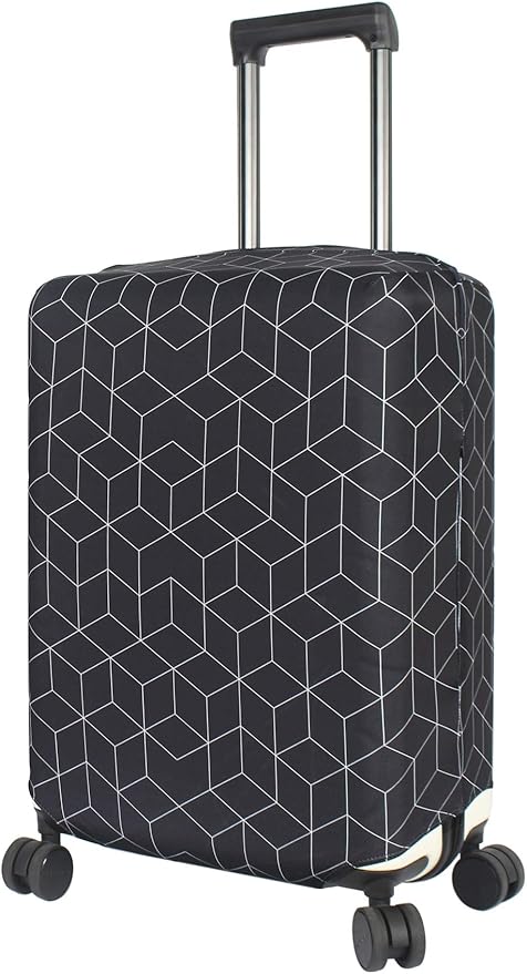 HYPER VENTURE Washable Luggage Cover - Fashion Suitcase Protector Fits 23-26 Inch Luggage (Black Maze, M)