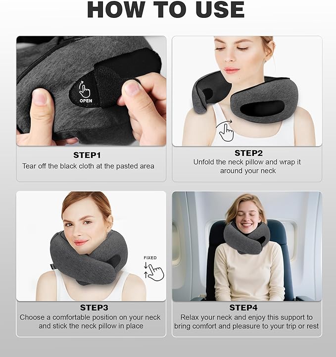 Airplane Travel Pillow, Memory Foam Travel Pillow, Suitable for Sleeping on Planes, in Offices and in Cars, a Must-Have for Long Flights, and a Necessity for Road Trips.