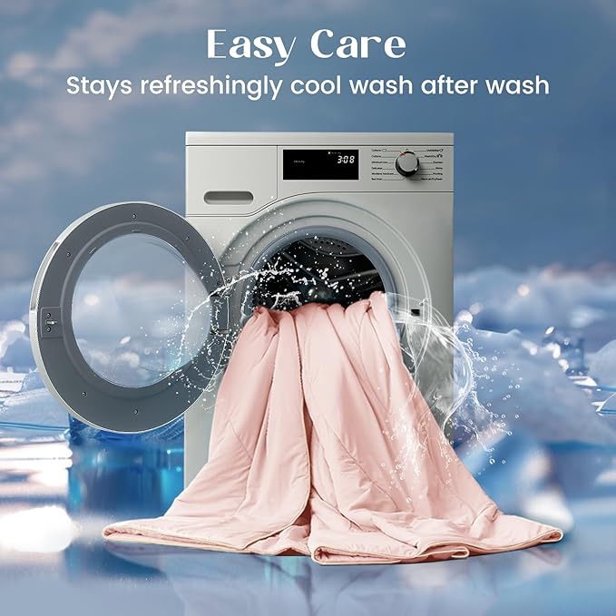 Dream Valley® Outlast® Cooling Comforter, Full/Queen, Blanket for Hot Sleepers, All Season Bedding to Keep Cool for Night Sweats, Breathable Lightweight Blanket, 90"x90" Inches,Pink Blush