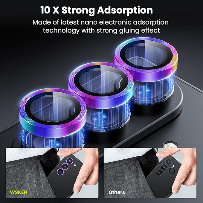 WSKEN for Z Fold 7 Camera Lens Protector Case Cover - Ultra HD Anti-Reflective Tempered Metal Glass Anti Scratch Rear Camera Screen Protector Film for Samsung Galaxy Z Fold 7 5G Accessories,Colorful