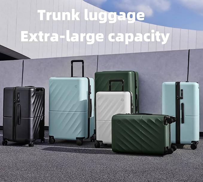 Trunk Luggage 24 Inch, Medium Checked Luggage with Double Spinner Wheels, Anti-Burst Zipper, Hard Case PC Suitcase, Lightweight Travel Luggage, TSA Approved (Pearl White, Hudson)