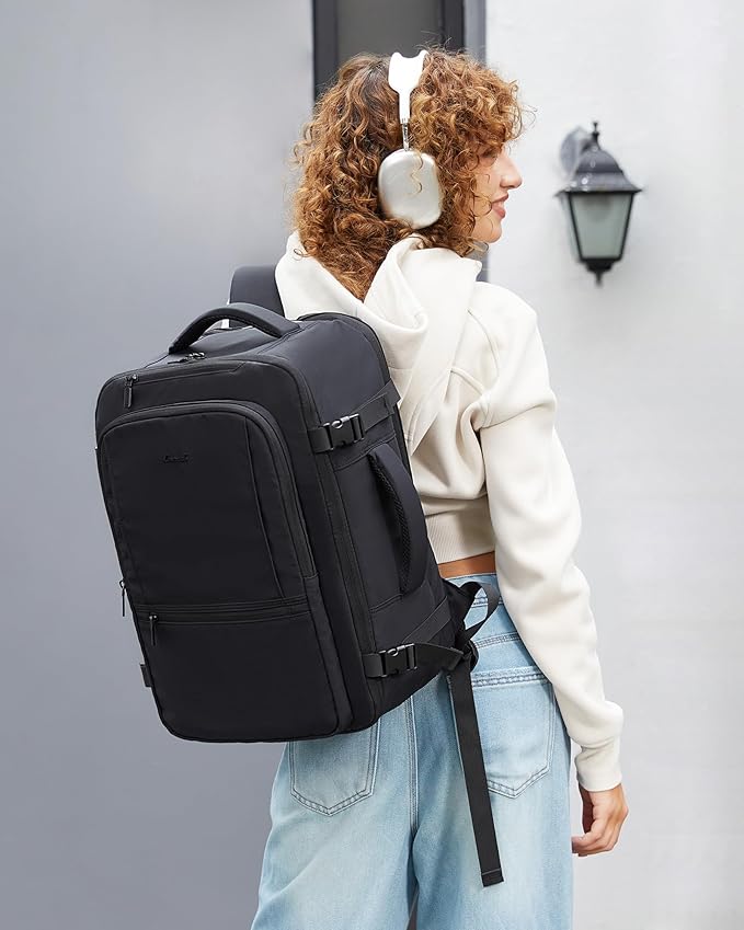 LOVEVOOK Travel Backpack for Women & Men, 40L Large Carry On Backpack Airline Approved, TSA Personal Item Weekender Bag, Water Resistant Laptop Backpack with 3 Packing Cubes for Travel Essentials