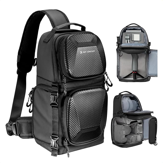 K&F CONCEPT Camera Sling Bag Crossbody Bag Hardshell Camera Shoulder Backpack DSLR/SLR/Mirrorless Camera Case Photography Bags for Photographer