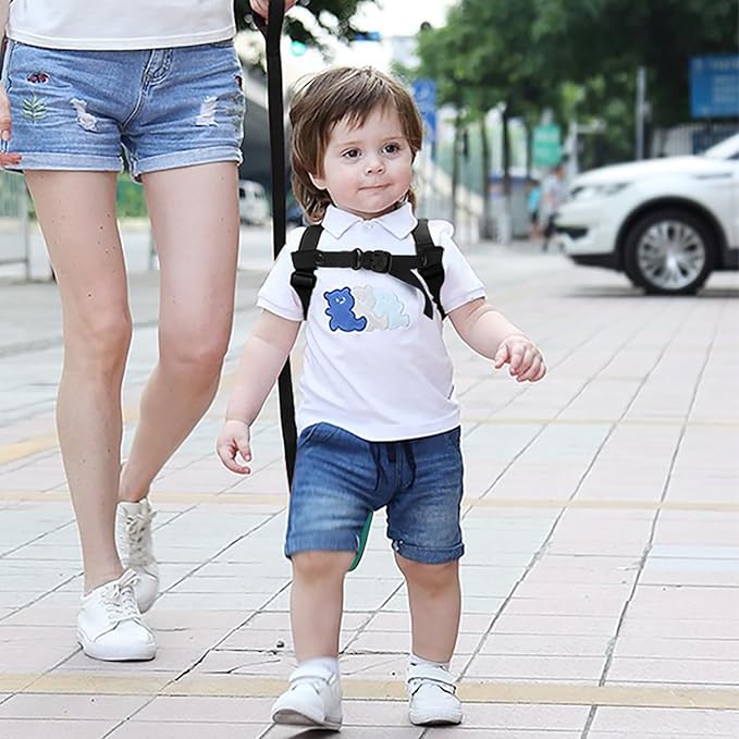 Accmor Toddler Harness Backpack Leash + Black Anti Lost Wrist Link, Cute Dinosaur Kids Backpack with Wristband Tether Strap, Mini Child Backpack Protection Leashes for Boys Girls Aged 1-3 Years