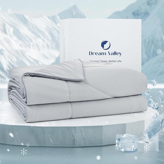 Dream Valley® Outlast® Deepsleep Cooling Comforter, King Size, NASA-Grade Space Technology Cooling Blanket for Hot Sleepers Night Sweats, Q-Max > 0.45Aerocool™ Breathable Light Grey, 106"x90"