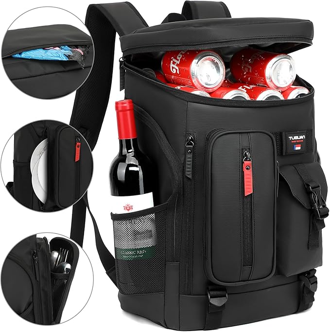TUGUAN Cooler Backpack 36 Cans Insulated Leak Proof Lightweight Lunch Backpack for Men Work Portable Travel Thermal Bag Compartment Camping Hiking Beach Pincnic Cooler for Women