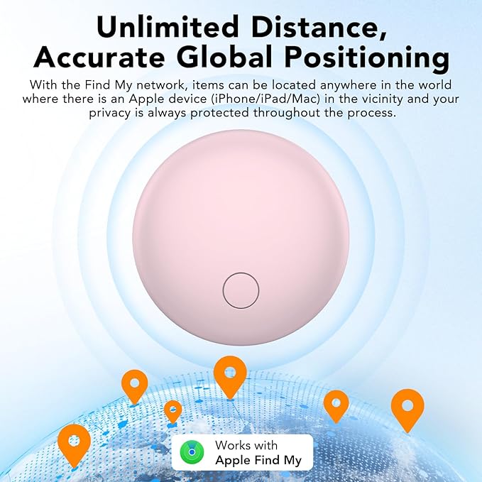 Air Tracker Tags 4-Pack, Item Finders Work for Apple Find My APP(iOS Only) Tracker Tags for Keys, Luggage, Bag etc,Replaceable Battery Last 1 Year, Loud Beep, IP68 Waterproof with Holder Keychain