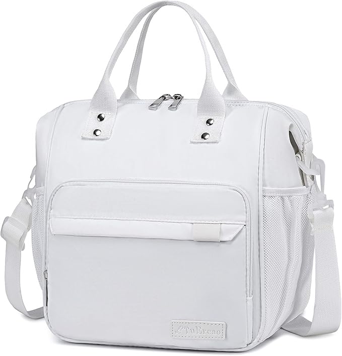 TuErCao White Lunch Bag Fits Bento Boxes, Snack and Foods, Cooler Bags Insulated Lunch Box for Women for Work