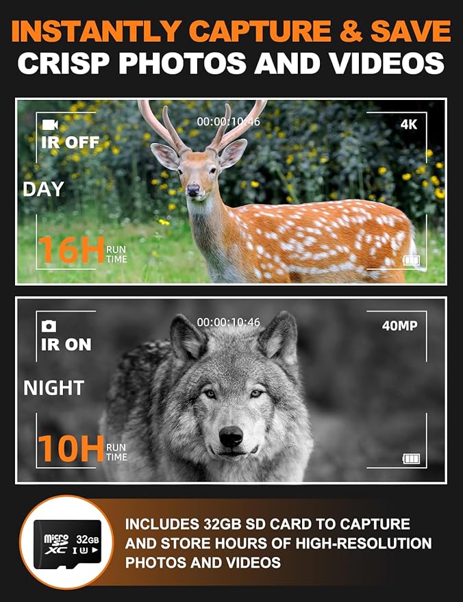 Night Vision Goggles - Eagle 4K Night Vision Binoculars for Adults, Dual Modes Binoculars with 5000mAh Battery, 32GB SD Card Included for Adventure and Surveillance, Black