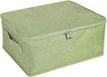 ANMINY Storage Bins with Zipper Lids 13 Qt Lidded Fabric Storage Boxes Baskets Cubes with Handles Collapsible Washable Cotton Linen Closet Shelf Clothes Organizer Containers - Green, Small