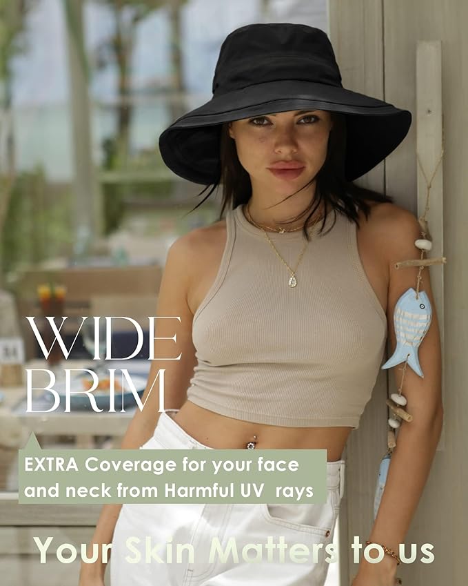 Sun Hats for Women Gardening Hat Wide Brim Ponytail Beach Sun Protection Breathable Cotton Summer Hat with Fold-Up Brim