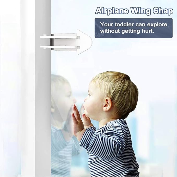 6-Pack Sliding Door Locks for Baby Safety, Viaky Child Cabinet Proofing Strong Adhesive Safety Latch for Sliding Closet/Shower/Patio/Window/Wardrobe (White)