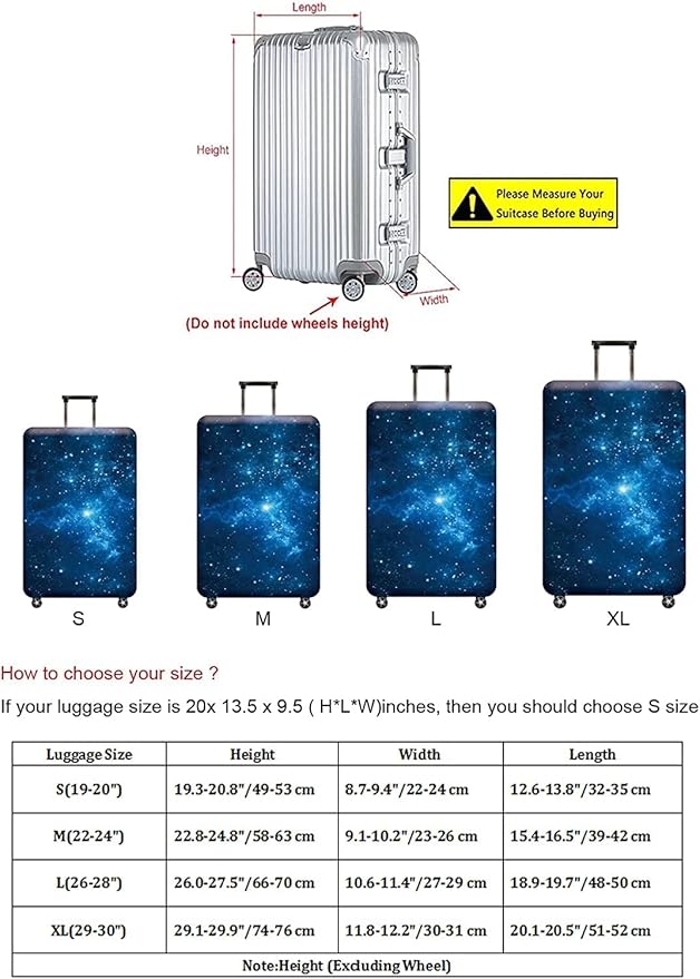 Luggage Cover, Protective Washable Suitcase Cover - Travel Elastic Spandex Suitcase Protector Fits 22 to 24 Inch Galaxy