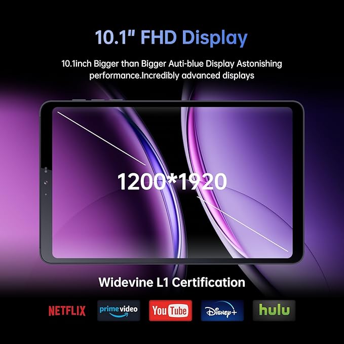 Android Tablet, 10.1 inch Android 14 Snapdragon 685 Processor, 12GB RAM 128GB ROM 1200*1920 IPS HD Touchscreen, 2.4G+5G Wi-Fi 6500mAh Battery Powerful Performance Tablet, 5MP+5MP Dual Cameras