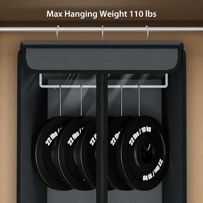 Univivi Garment Bags for Hanging Clothes, Large Clothes Storage Bags Closet Organizer with Clear Window, Premium Hanging Garment Storage Bag for Suits, Coats, Dresses, 54", 2 Pack (Dark Grey)