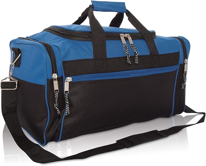 DALIX 21" Blank Sports Duffle Bag Gym Bag Travel Duffel with Adjustable Strap in Royal Blue