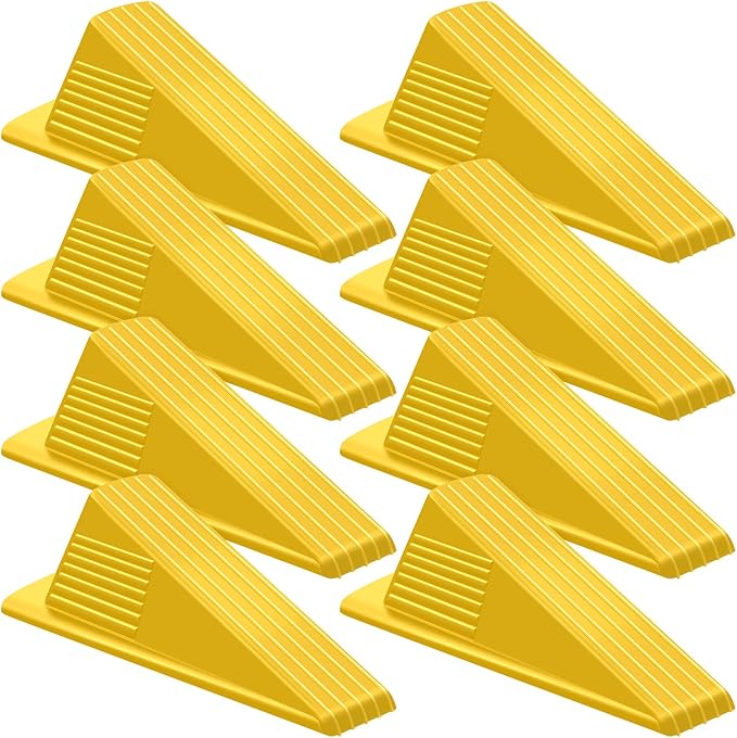 Frienda 8 Pcs Jumbo Door Stoppers Heavy Duty Door Stopper Tall up to 2inch Tall Wedge TPR Large Wedge Stackable Big Rubber Doorstop for Hotel Carpet Hardwood Concrete and Tile (Yellow)