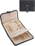 BAGSMART Travel Jewelry Organizer for Women, Foldable Jewelry Storage Roll for Earrings, Necklaces, Bracelets, Earrings, Brooches, Fashion Black