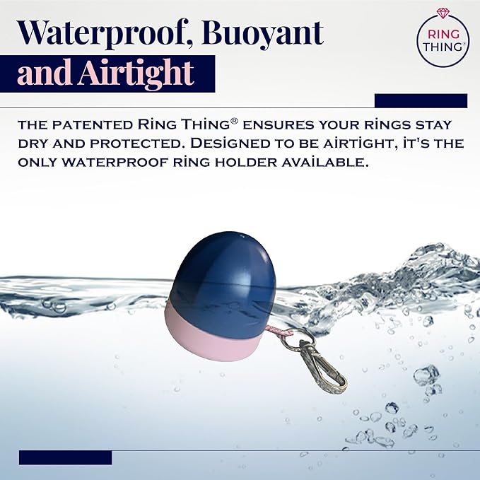 RING THING - Ring Holder Keychain, Jewelry Organizer and Storage, Portable Waterproof Ring Holder, Pill Box Keychain Container, Gym Accessory, and Travel Ring Case (Pink & Blue)